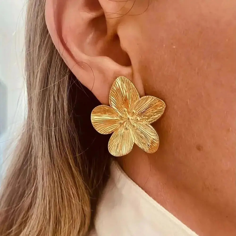 Boucle d'Oreille Fleur Doré