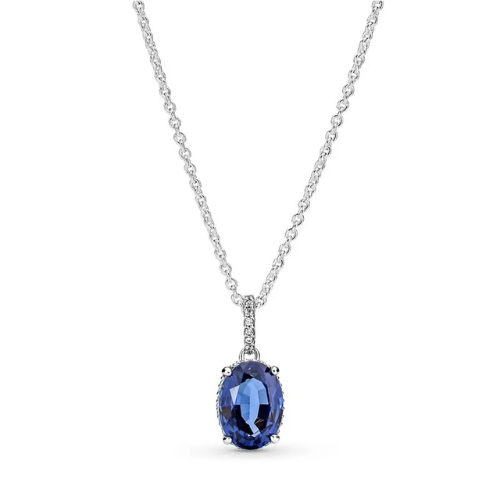 Collier Femme Argent Pierre Bleue